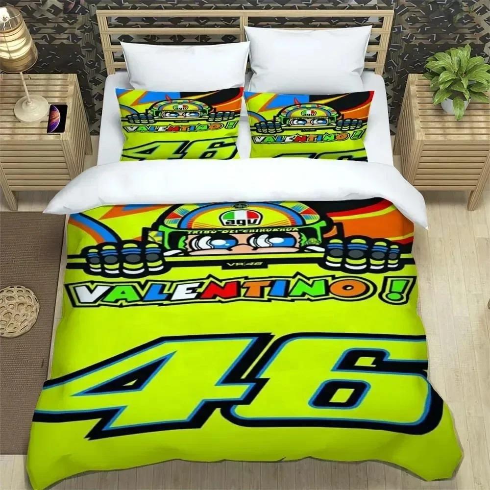 Teen-agers Moto R-Rossi 46 Bedding Sets Motorcycle for Kids Boys Duvet Cover with Pillowcase Home Textile Bedclothes Set