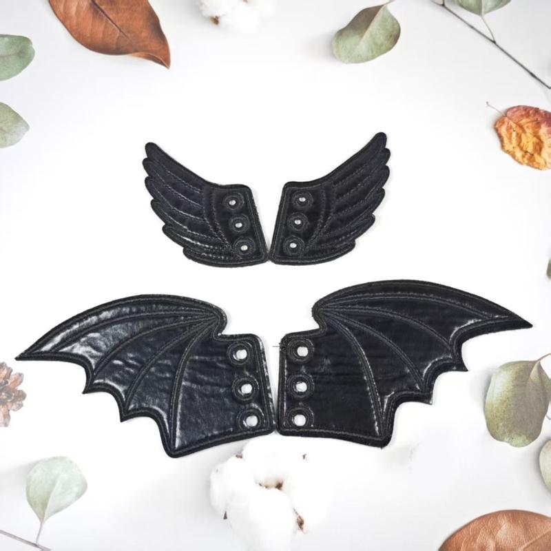 PU Leather Bat Wing Shoe Charm Halloween Footwear Decoration Accessories For Sneakers Boot Skateboard And Running Shoe