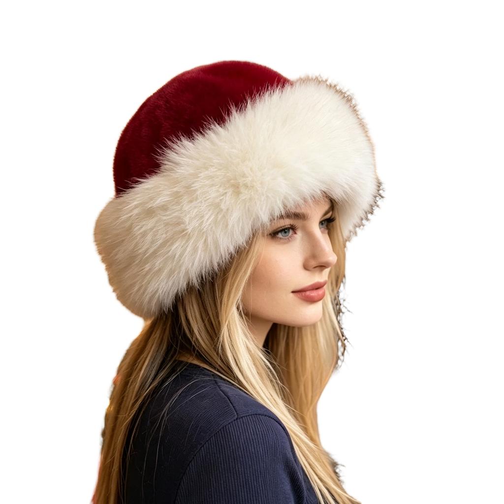 Women's Warm Christmas Hat with Round for Winter Holiday Festive Wear
