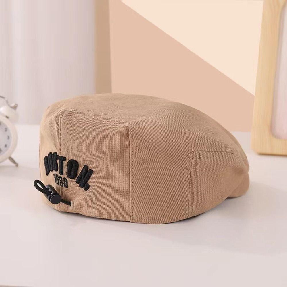 Letter Embroidered Beret Hat Retro Denim Peaked Caps Fashion Duck Tongue Cap  for Kids