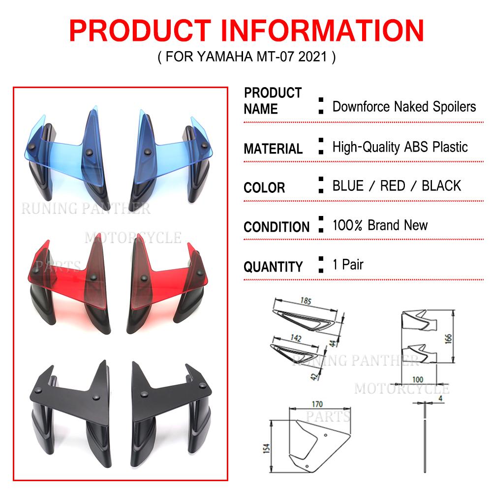 MT-07 NOU Piese de motociclete Side Downforce Naked Spoilere Aripa Fixa Carenat Aripi Deflectoare pentru Yamaha MT07 MT