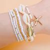 7Pcs/Set Summer Starfish Bracelet Set For Women Shell Rice Beads Elastic Chain Bangle Girls Bohemia Beach Jewelry Accessories