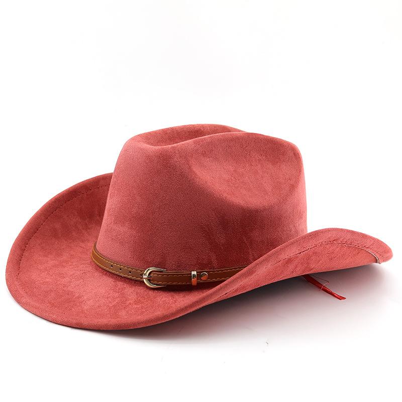 Classic retro belt, western cowboy hat, woolen jazz top hat, men's and women's ethnic style autumn and winter felt hat, big eaves hat