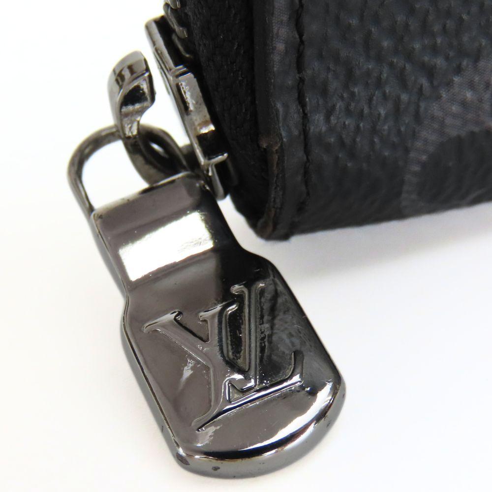 Used LOUIS VUITTON Purse Zippy Wallet Vertical M62295 Monogram Eclipse black gray Zip Around
