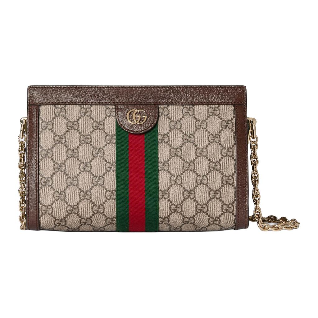 Gucci Ophidia GG Monogram Iconic Web Stripe Medium Shoulder Bag Women Shoulder Bag Beige Dark-Brown Light-Gold 837428-FAE0J-9867