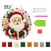 Transparent Acrylic Craft Decor Christmas DIY Faux Diamond Painting Hanging, Santa Wreath Pendant, Pearl Red Green Gifts Beads Kit for Wall