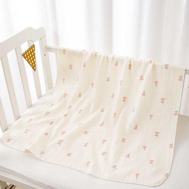 Newborn Pure Cotton Double-Layer Crinkle Swaddle Blanket - Lightweight Sunshade for Babies