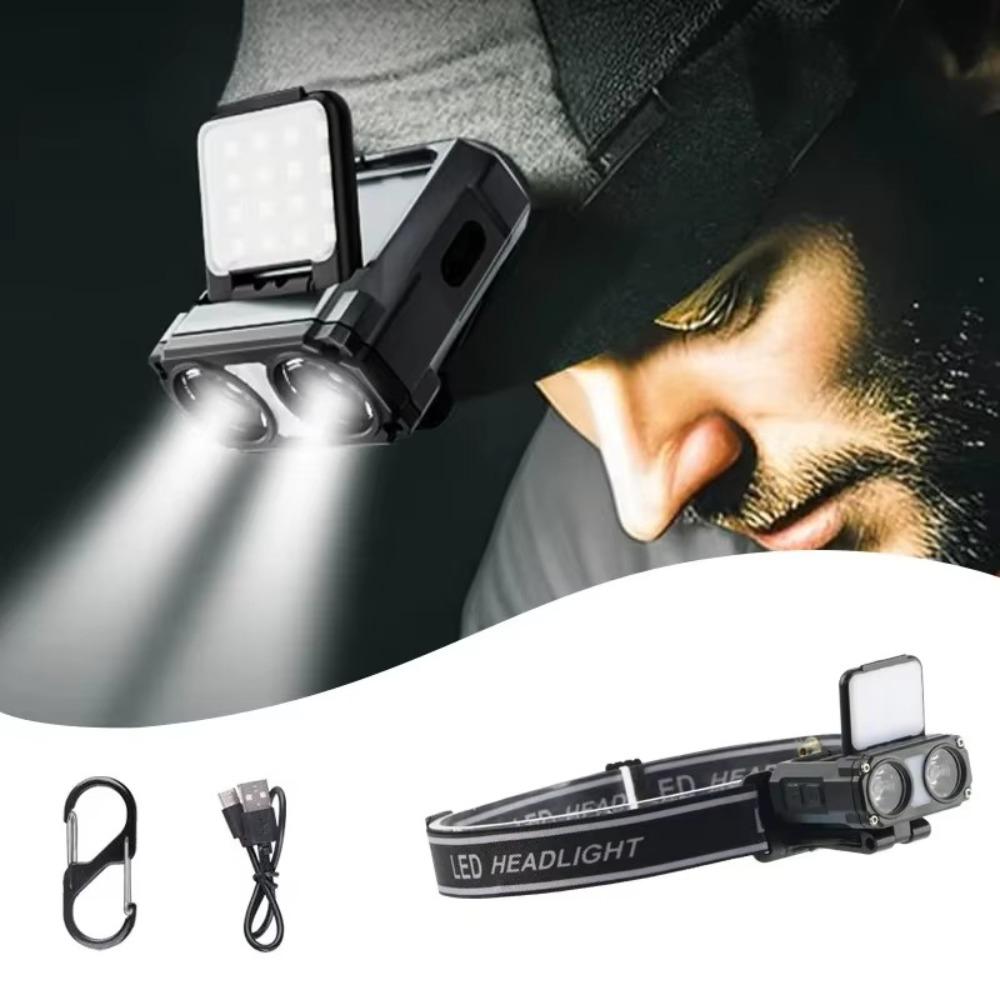 

5 Light Modes LED Headlamp Sensor Flashlight New Head Light Camping сірий
