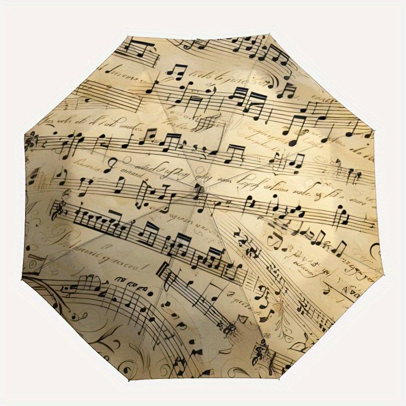 8-Rib Music Note Folding Umbrella | Automatic Opening, Durable Pongee Cloth, Ideal for Outdoor and for Family Travel In All Se