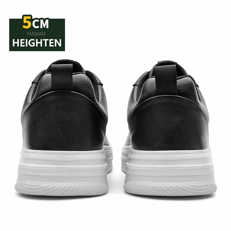 Summer New Elevator Men's Shoes Invisible Height Increase Casual Black White Leather Sneakers Comfortable Breathable Lift Sports