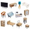 Mini Wooden Furniture Dollhouse Miniature Furniture Double Bed/Wardrobe/Closet Children Girls Pretend Role for Play Accs