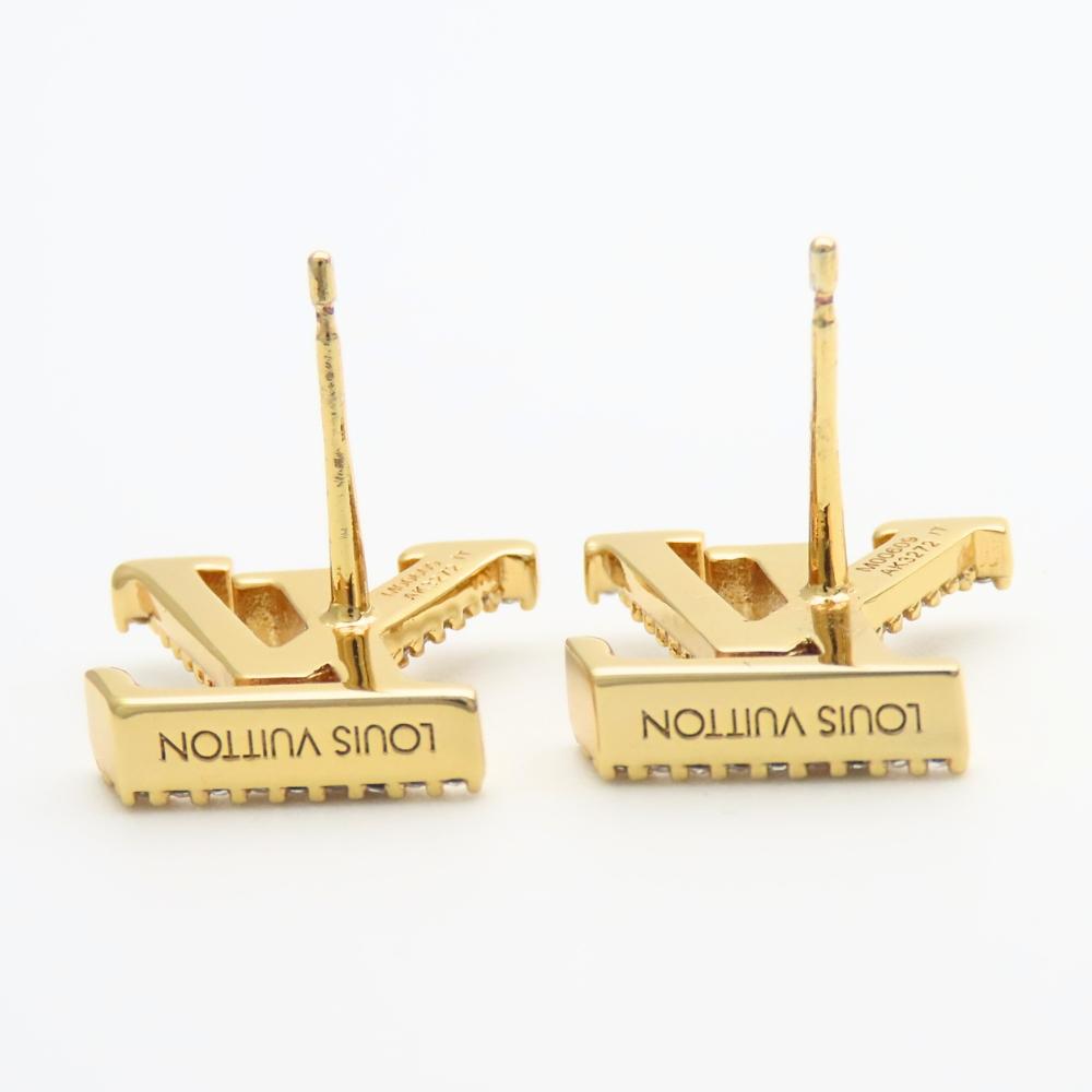 Used LOUIS VUITTON Pierce LV Iconic Strass M00609 metal/Rhinestone 3.2g Gold Accessories