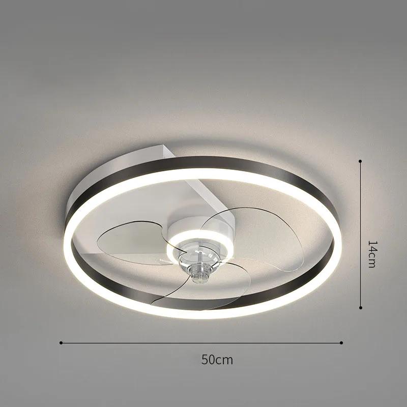 Nordic Bedroom Ceiling Fan Light Remote Control Invisible Blade Silent Ceiling Light Home Decoration Low Floor Fan with Light
