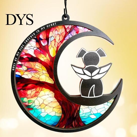 Personalized Pet Memorial Suncatcher Angel Cat Dog Sun Catcher Panel Stained Glass Tribute Ornament Window Hanging Ornaments Loss Sympathy Gift