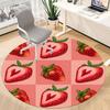 1PC Strawberry Heart Pattern Office Round Area Rug, Mat Suitable For Office, Under Office Chairs Bedroom Living Room Home Decor, Room Deco