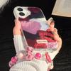 Bracelet Chain Painted Phone Case For iPhone 16 11 12 13 14 for 12 14 16 Pro 14 16 Pro Max Cute Pattern Hard Cover With Lanyard