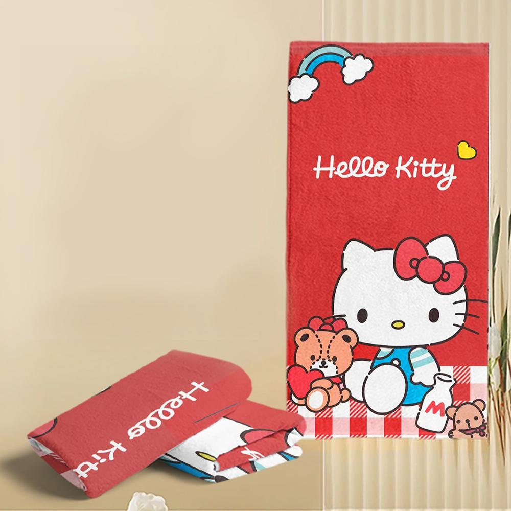 Hello Kitty Towel - Cute Cartoon Children s Towel, Quick-Drying Swimming Towel, Warm Wrapping Towel, Fitness Towel for Sports an W30*H60(CM)
