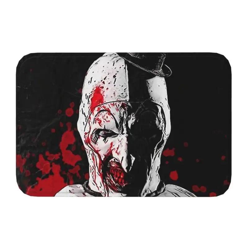 Horror Halloween Movie Terrifier Clown Front Door Mat Anti-Slip Indoor Absorbent Doormat Kitchen Balcony Entrance Rug Carpet