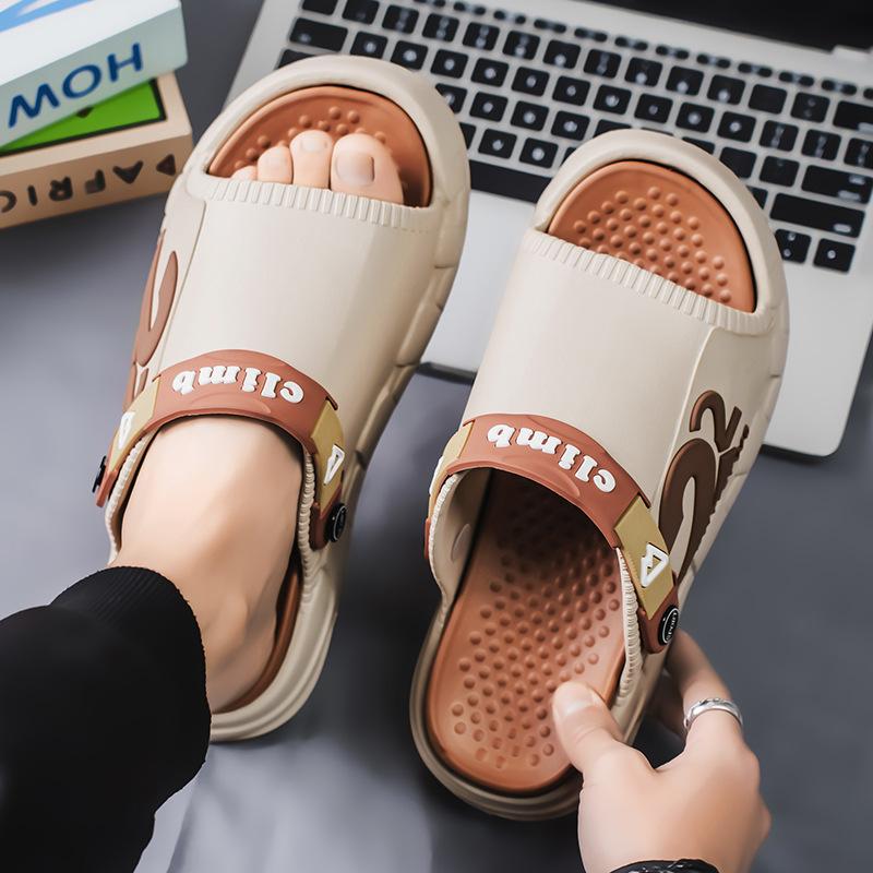 

Sandals men s summer slippers two wear one-word slippers new sports beach shoes home wear sandals 45