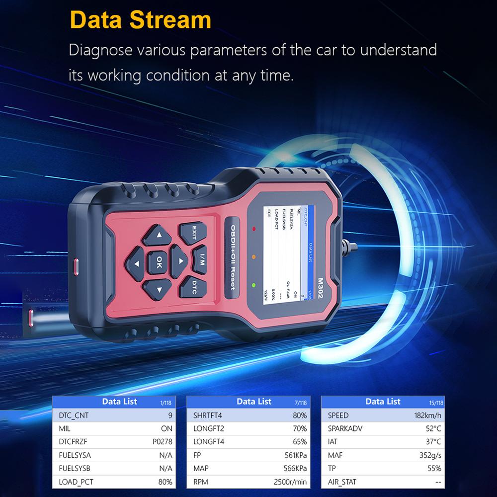 Clear Fault Code Reader M302 Automotive Fault Diagnosis Tool Multi-language Car Accessories Car OBD2 Scanner