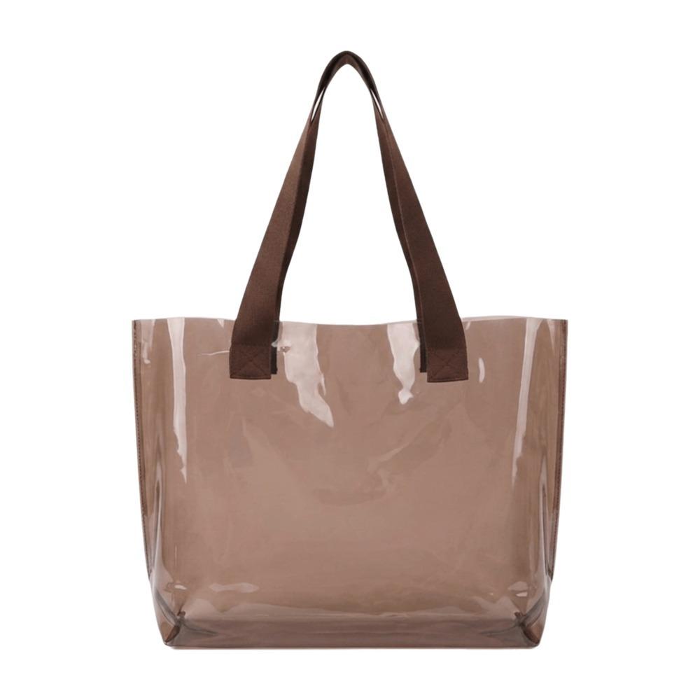 Nuova Borsa Trasparente in PVC Riutilizzabile Borsa a Spalla Solida Borsa Tote Colore Gelatina Viaggio all'Aperto