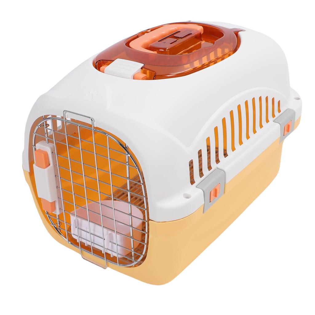 Plastic Pet Kennel Top Window Detachable Travel Dog Crate Cat Carrier with Handle Airline Friendly Yellow