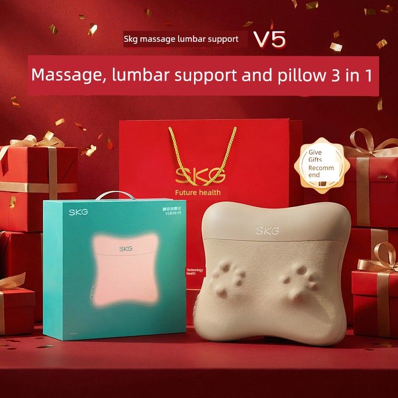 

Mother s Day Gift Skg Waist Massage Device V5 Fully Automatic Kneading Massager for the Whole Body, Neck, Waist, and Back Cushion [Gift Recommendation] V5 Khaki [Gift Bag]