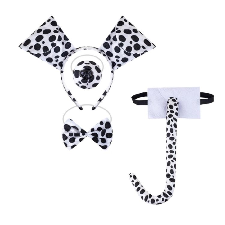 3/4/7Pcs Dalmatian Puppy Costume Set Animal Fancy Dress Costume Kit Accessories for Christmas Halloween Cosplay Party