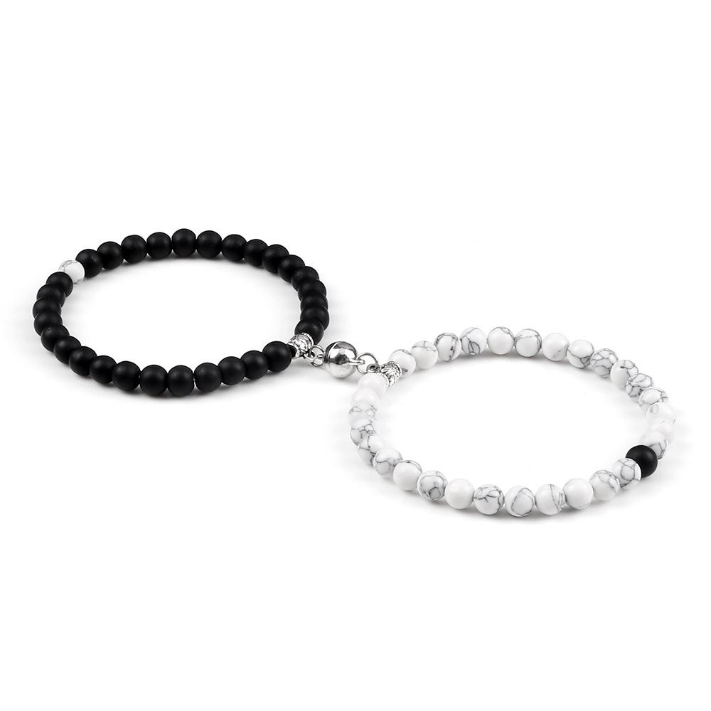 6mm Magnetic Couple Bracelets Set - Memorial Gift for Him & Her