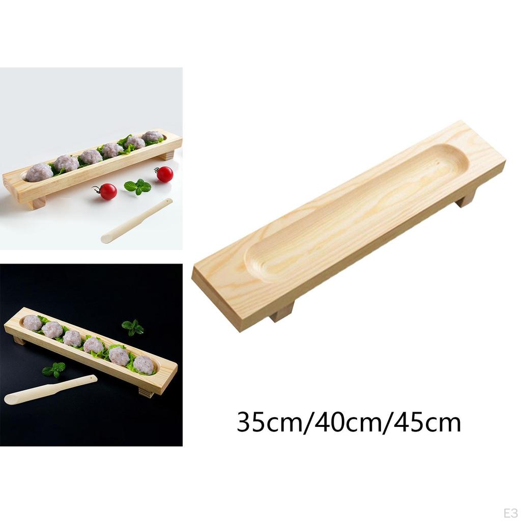 Dumplings Plate Restaurant Rectangular Wooden Serving Tray for Party