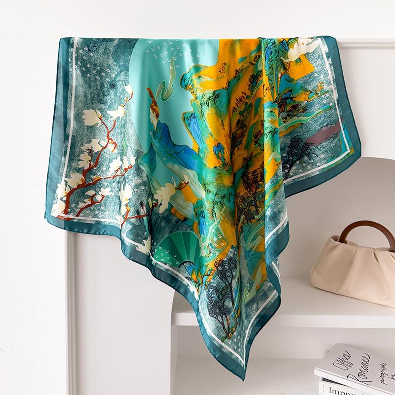 Leopard Print Scarf, Foreign Style Silk Scarf, Wind Square Scarf, Women'S Multi-Purpose Small Scarf Season 70X70Cm