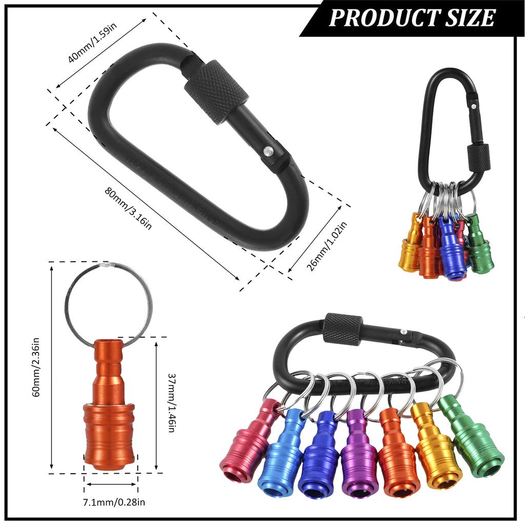 1/4 Inch Hex Shank Bit Holder Aluminum Alloy Socket Drill Bit Holder Quick-change Extension Rod Keychain Drill Screw Adapter