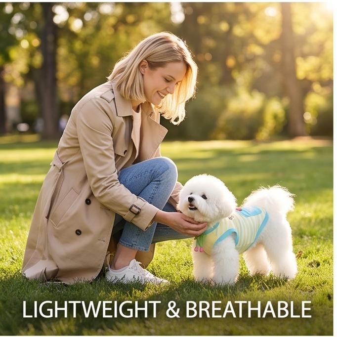 Striped Cooling Sun Protection Pet Clothes Breathable Summer Anti Shedding Outfit 5 Sizes Daily Outdoor Wear