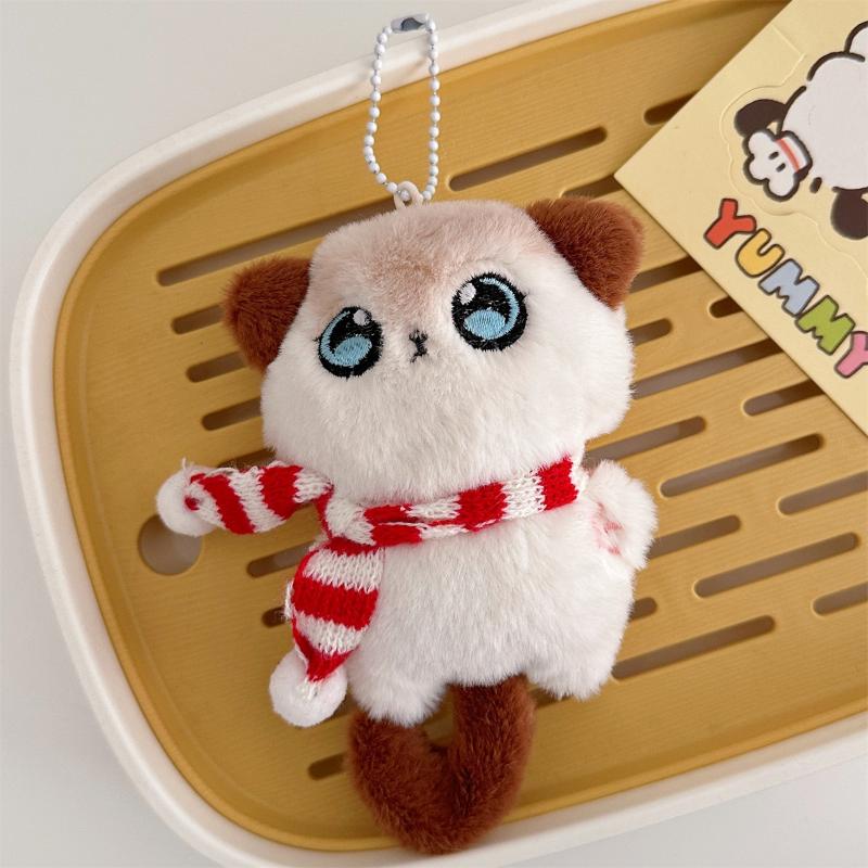 

Милый мультяшный шарф Хвост Котенок Плюшевый брелок Сиамский котенок Мягкая игрушка Подвеска для рюкзака Аксессуары для ключей автомобиля Подарки