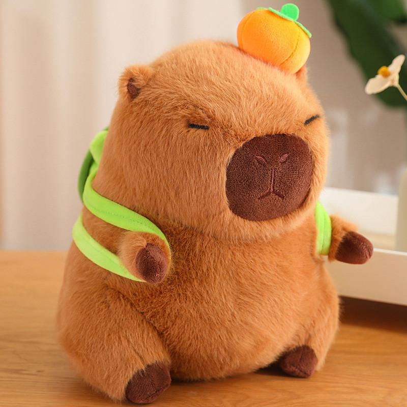 Capybara Plush Huggable Toy With Unique Food Designs And Soft Short Plush Fabric