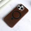 Genuine Leather Waxed Texture Case for iPhone 17 Pro Max 16 Pro Premium Business Slim Leather Magnetic Kickstand Shockproof Cover