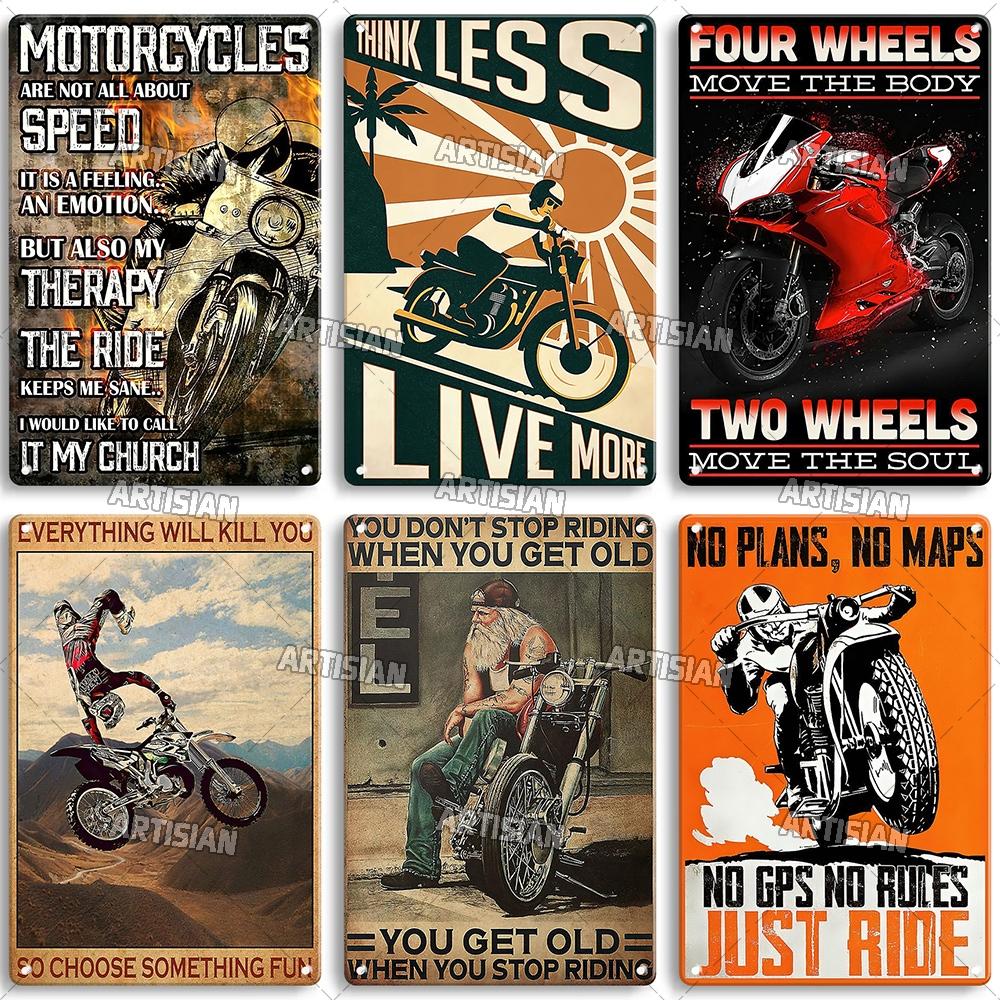 Artisian Riding Metal Plate Motorcycle Tin Sign Motorbike Decorative Poster Wall Decor Garage Bar Pub Club Hotel Cafe Kitchen