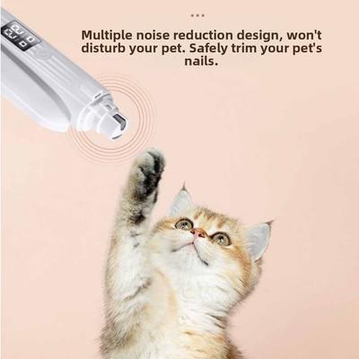2 In 1 Design Electric Dog Nail Grinder Rechargeable Quiet File Pet Toenail Clippers with LED Lamp Low Vibration