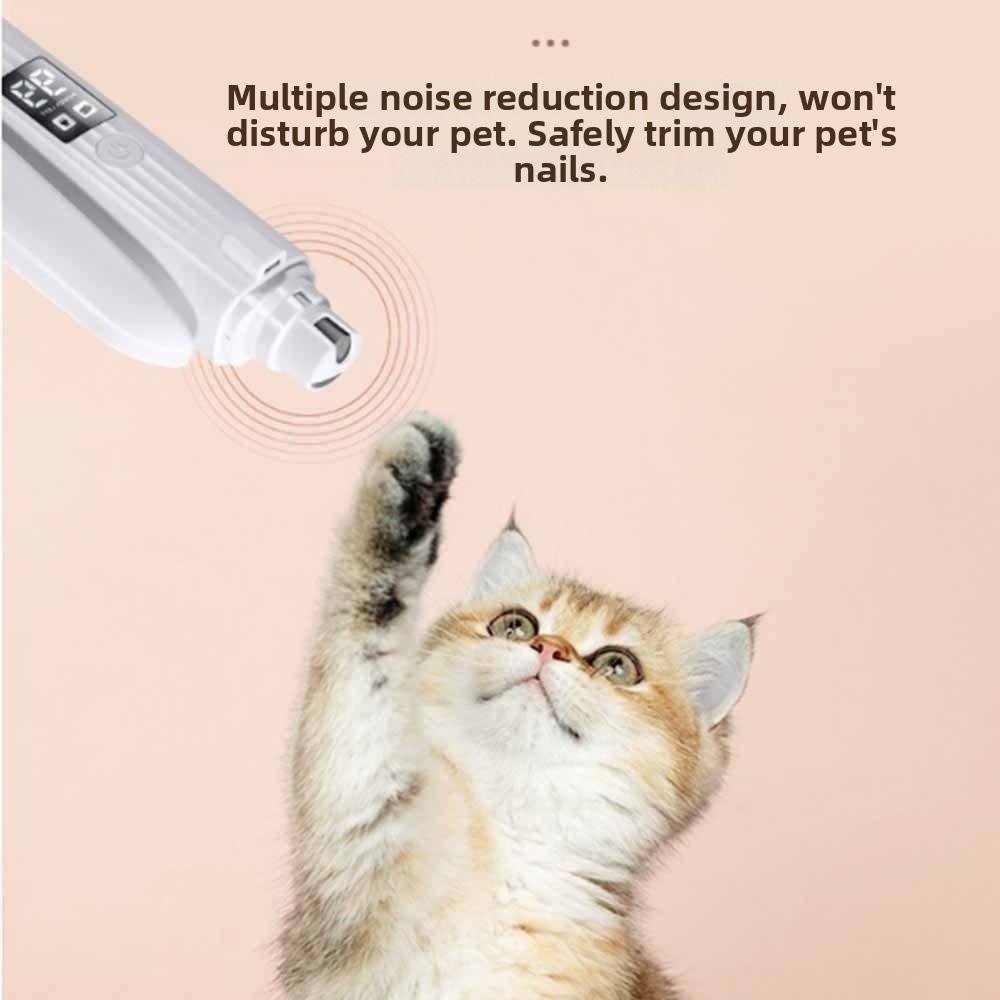 2 In 1 Design Electric Dog Nail Grinder Rechargeable Quiet File Pet Toenail Clippers with LED Lamp Low Vibration