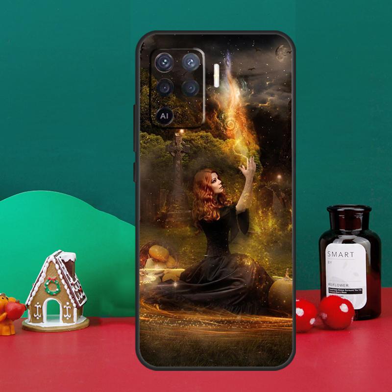 Halloween Moon Witch Horror Case For Oppo A98 A78 A58 A38 A18 A54 A74 A94 A80 A60 A40 A96 A76 A16 A15 A17 A57 A5 A6 Pro