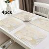 4/6/8pcs Light Luxury Golden Thread Flower Tablemats, 13.39 * 17.72inch, with Simple Lines Depicting Large Flowers, Paired with Champagne Golden