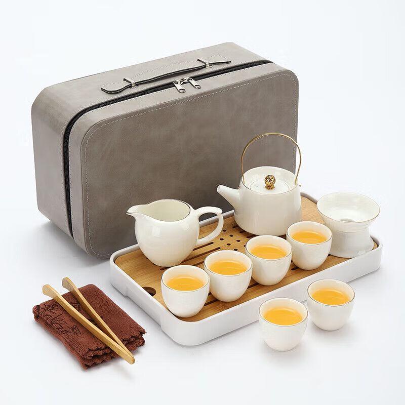 Qiuqiao Mutton Fat Jade White Porcelain Travel Kung Fu Tea Set