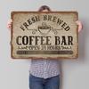 Fresh Brewed Coffee Bar Sign Printed Poster Customized Wall Art Retro Vintage Metal Tin Signs for Home Aesthetic Decoration Room