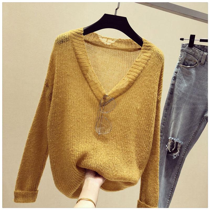 Tops Fashion Spring and Autumn Women's Long Sleeve Comfortable Loose Sweater Openwork Sweater