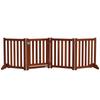 Foldable Double-sided Wooden Dog Safety Gate, 4 Panels with Door, Support Feet, 205 X 60 Cm, Brown