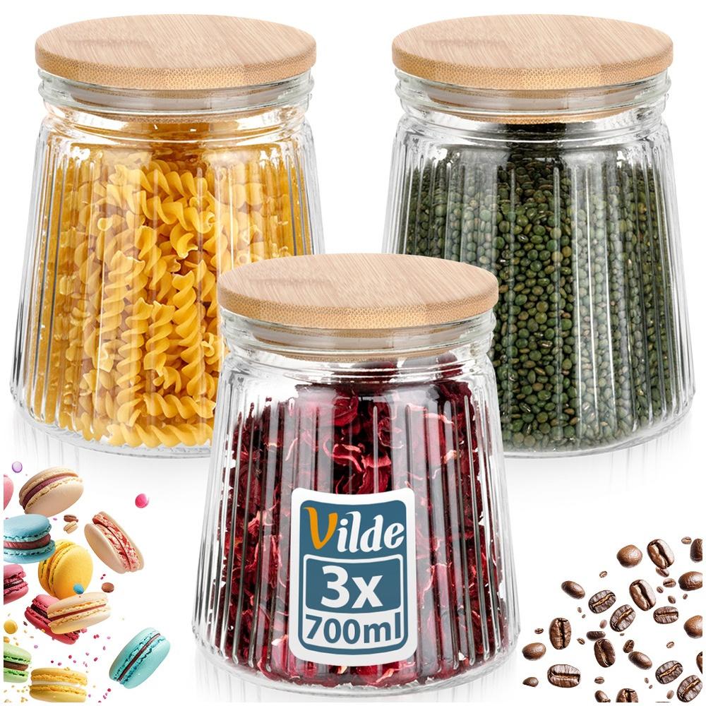 Glass Containers for Loose Products with Lid and Seal 700 Ml 3 Pcs.