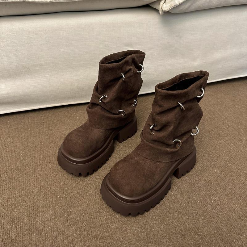 Women Ankle Boots New Autumn Winter Fashion Thick with 2024 High Quality Wear Resistant Round Head Outdoors Women's Shoes