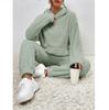 Autumn and Winter Solid Color Women's Hooded Long Sleeved Patch Pocket Casual Pants Home Two-piece Set