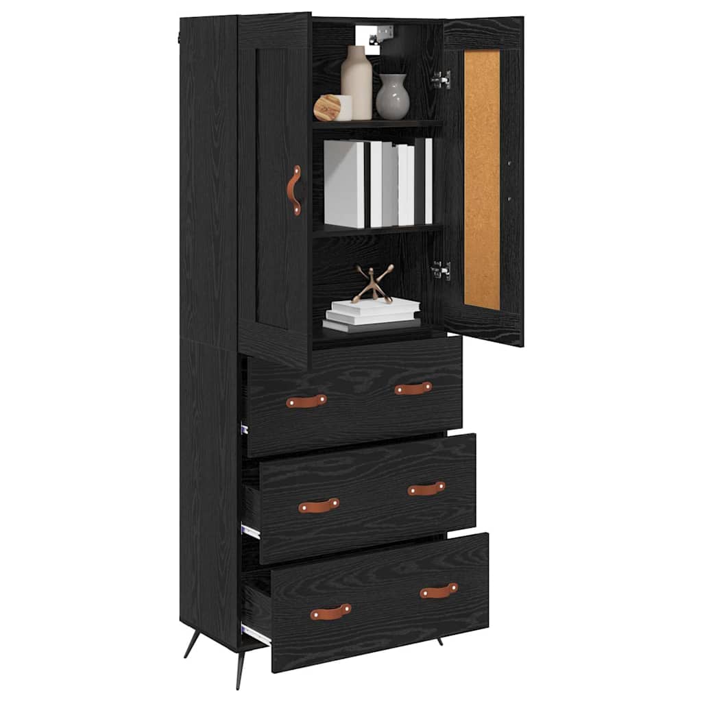 Highboard Black Oak Effect 69.5 x 34 x 180 cm Particleboard