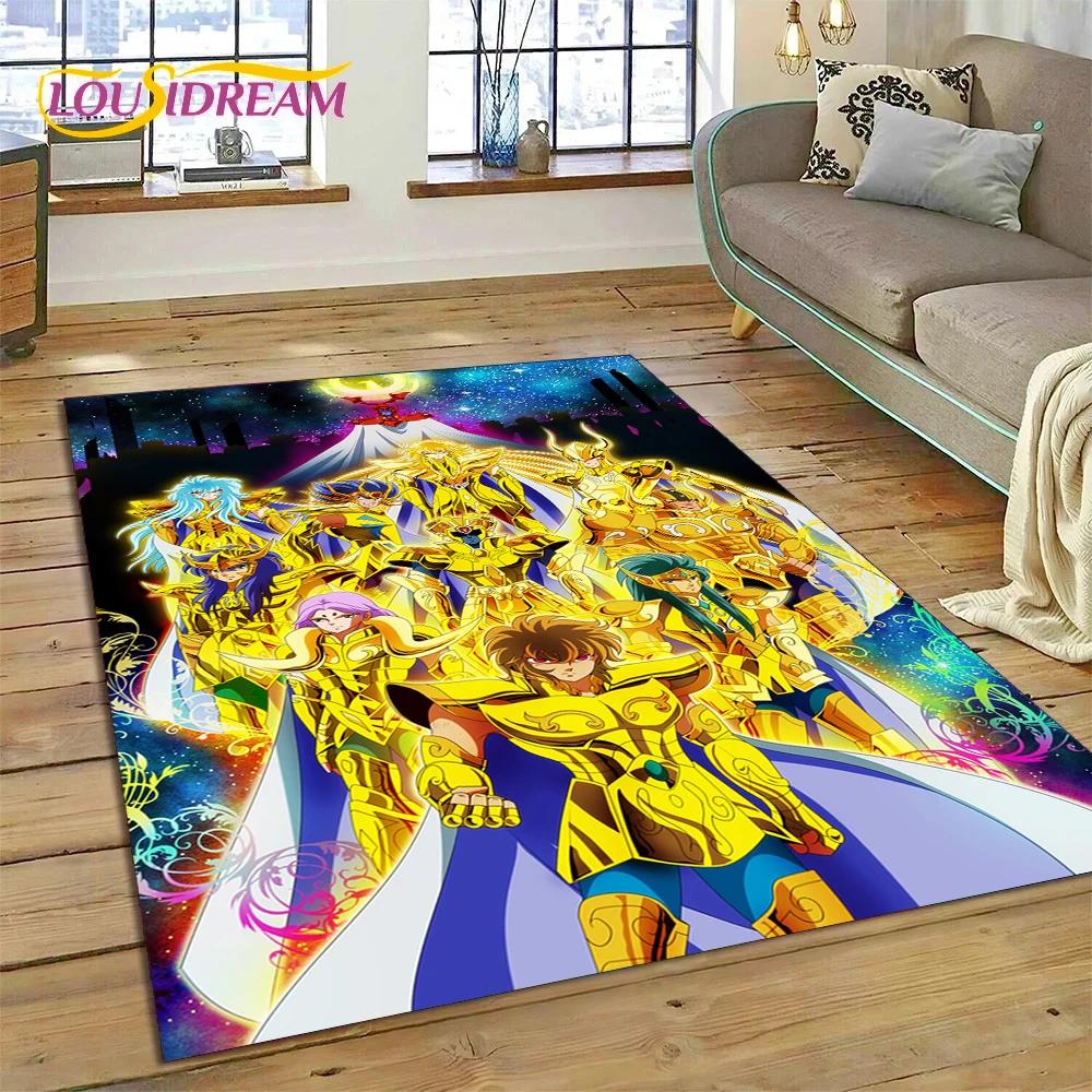 Cartoon Saint Seiya 3D Retro  Anime Rug Carpet for Living Room Bedroom Home Decor,Floor Mat Non-slip for Sofa Doormat Gift Kids